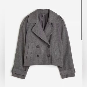H&M Double Breasted Jacket in dark gray melange